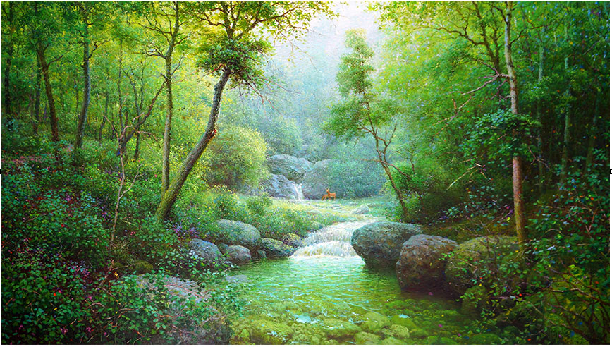 朝鲜风景油画