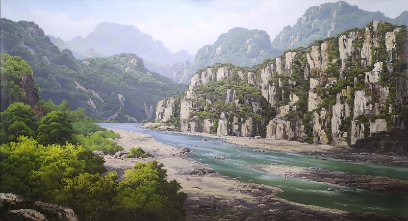 李海天（一级画家）《依山傍水》170x93  